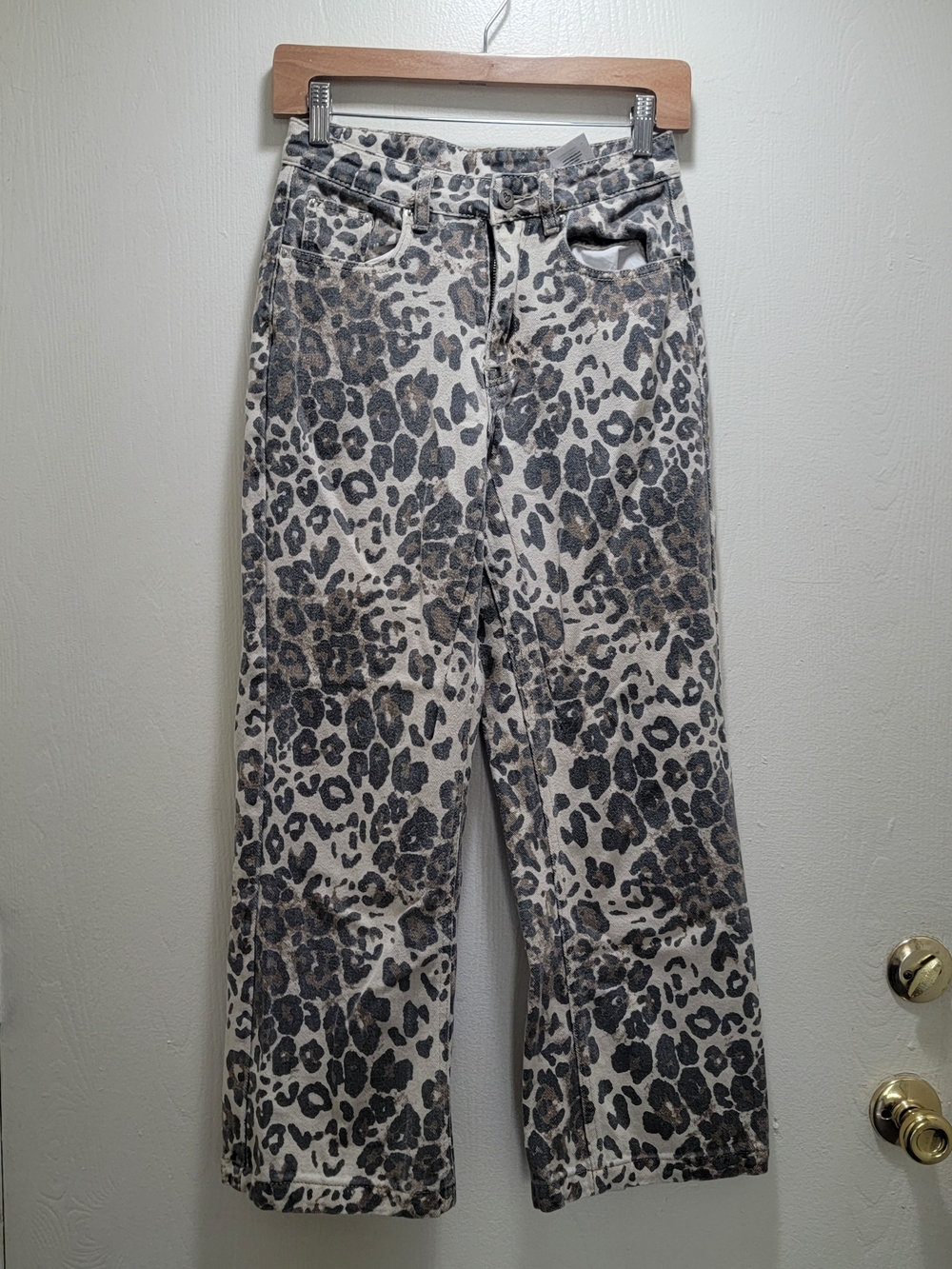 Aelfric Eden Leopard Print Wide-Leg Jeans - Black & Cream